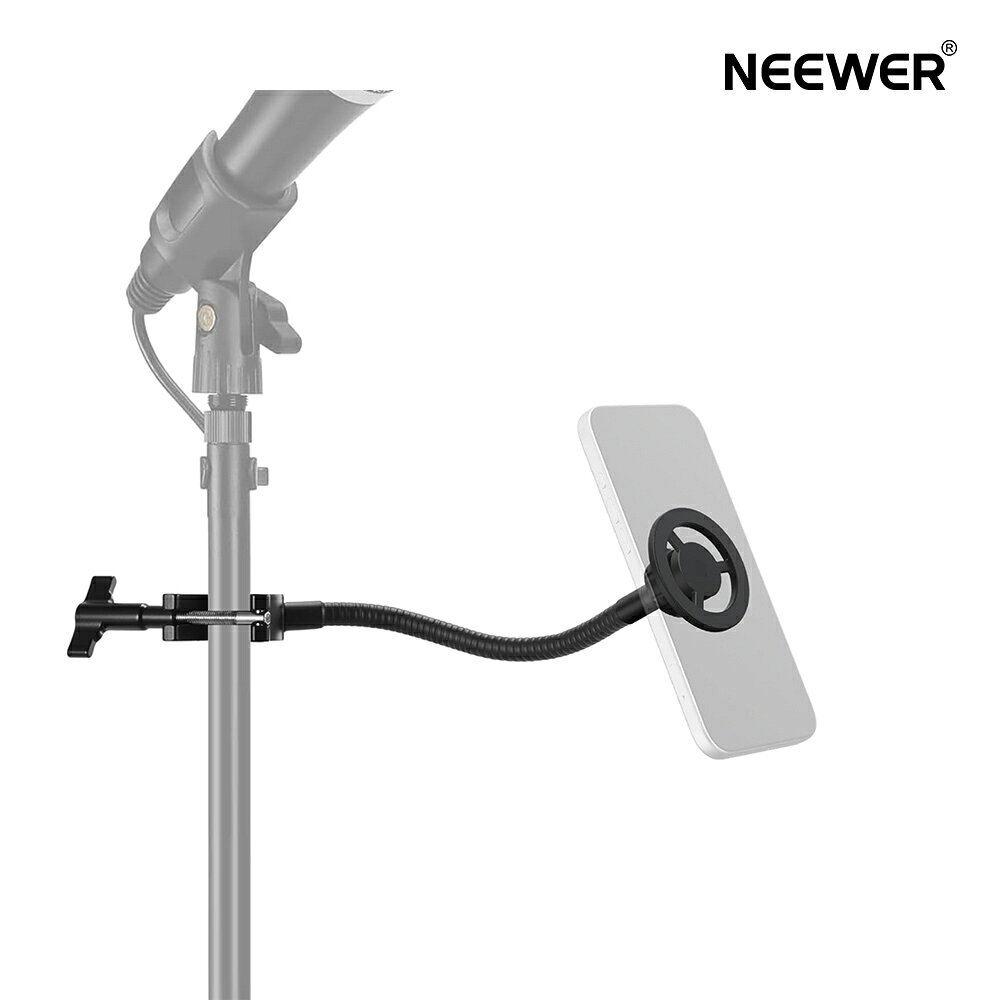Rakuten - NEEWER BASICS マグネット式スマホホルダー マイクスタンド用 フレキシブルチューブ付き 磁気ブームポールアームマウント 調整可能 iPhone/Android対応 マイク/音楽/ギター/オーディオ録音用 MS040