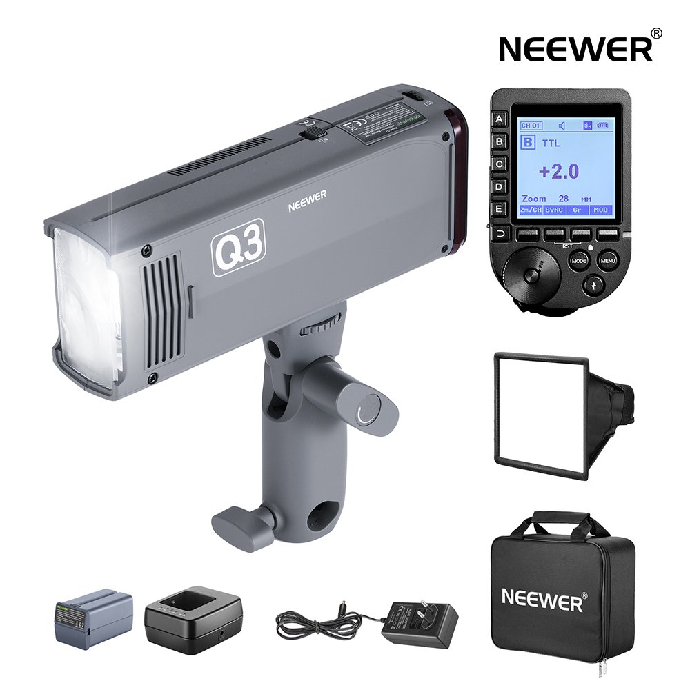 NEEWER 新版Q3 TTLフラッシュストロボ Canon/Nikon/Sony対応 ポケットサイズ 200Ws 2.4Gスピードライト 撮影モノライト QPRO-S/C/Nトリガー ディフューザー 3200mAhバッテリー付 1/8000 HSS GN58 500回フルパワー発光 0.01-1.8sリサイクル時間