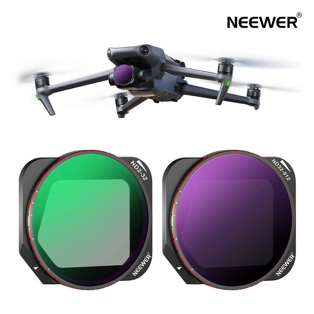 NEEWER 2個入り可変NDフィルターセット DJI Mavic 3 Classicに対応 ND2-32(1-5ストップ)&ND32-512(5-9ストップ) 可変減光フィルター マルチコーティング HD光学ガラス アルミ合金フレーム