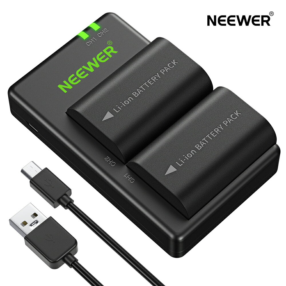 【20 OFF】NEEWER LP-E6 LP-E6Nバッテリー充電式バッテリー充電器セット 5D Mark II III IV 5Ds 6D 70D 80Dなどに対応 (2パック2000mAhカメラバッテリー USBで多機能充電オプション) 黒