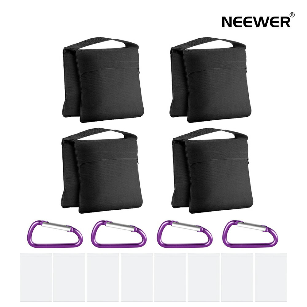 NEEWER 4パック 撮影耐荷重サンドバッグ 4つのウェイトバッグ 写真ビデオスタジオスタンド裏庭用屋外パティオスポーツに対応 透明なPPバッグとクリップ付属（ブラック）