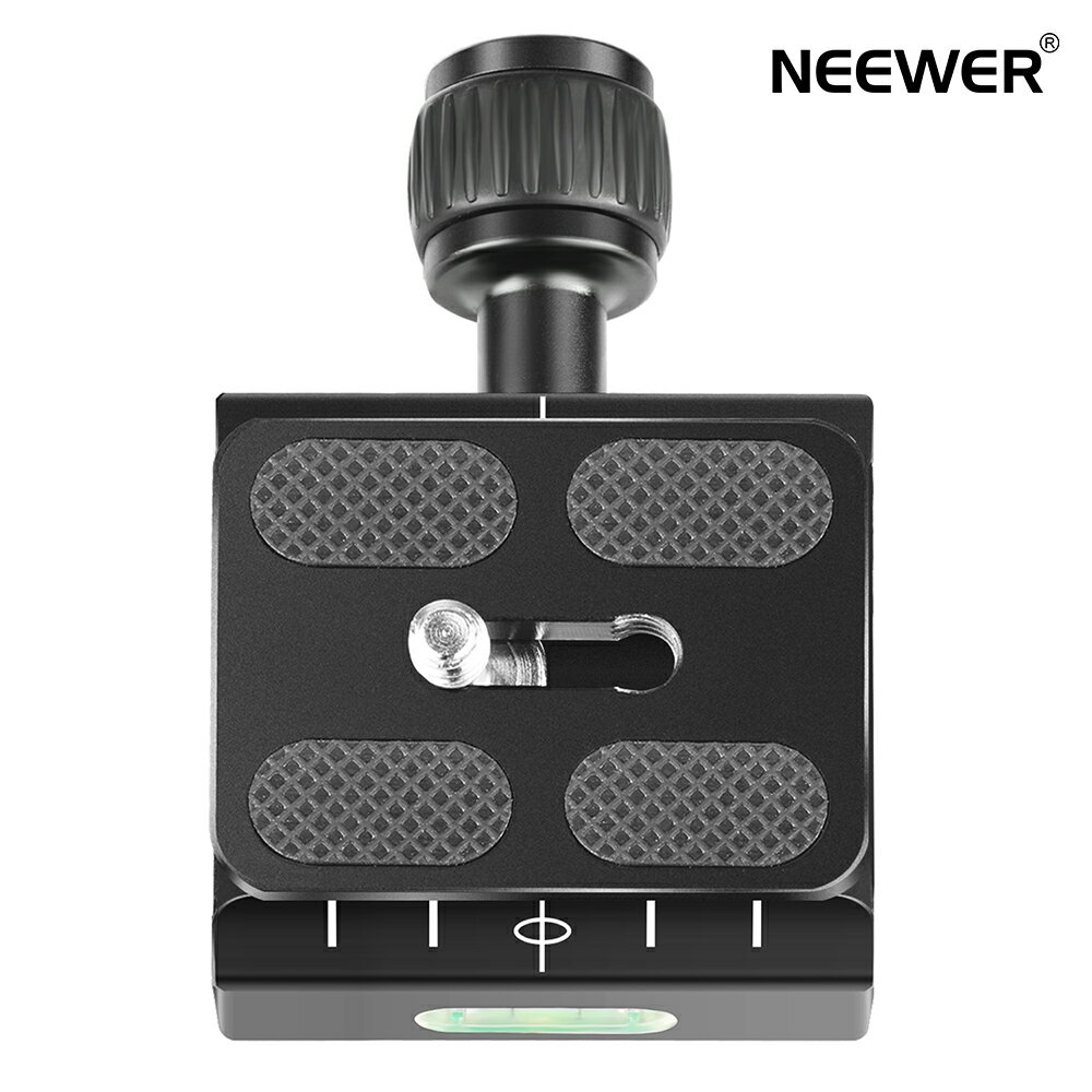 NEEWER 金属製50mmクイックシューベースクランプとQRプレート バブル水準器と調節可能なレバーノブ付き 標準アルカスイスと互換性有 三脚ボールヘッドに適用