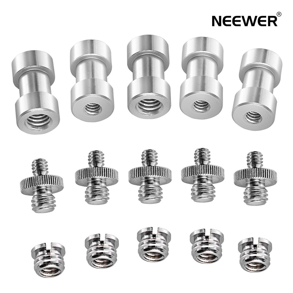 NEEWER 15個 1/4" 3/8"金属ねじ 変換アダプター DSLRカメラ、三脚、ショルダーリグ、ライトスタンド、カメラケージに対応