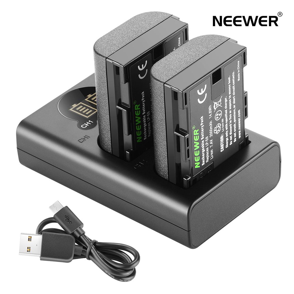 NEEWER 2個入りバッテリー デュアル充電器 2000mAh USBおよびType-C入力 LP-E6 LP-E6Nバッテリー充電器セット Canon 5D Mark II III IV 80D 70D 60D 6D EOS 5Ds 5D2 5D3 5DSR 5D4などに対応