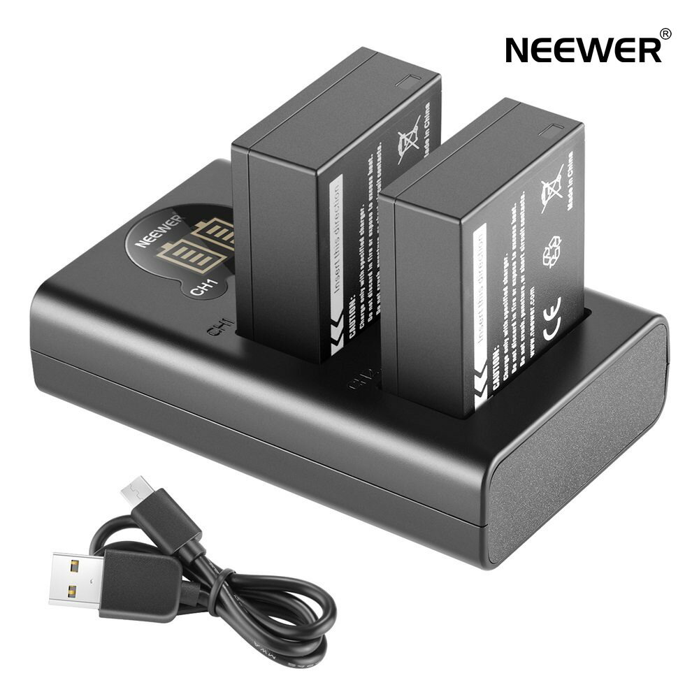 【半額セール中】NEEWER 交換バッテリー充電器セット 2個1500mAhバッテリー ＆USB/Type-C入力　デュアルバッテリーチャージャー　 Fujifilm NP-W126用 Fujifilm X-T3 X-T2 X-T1 X-A5 X-E3 X-E2 X-E1 X100F X-H1 X-M1 X-Pro2 X-T20に対応