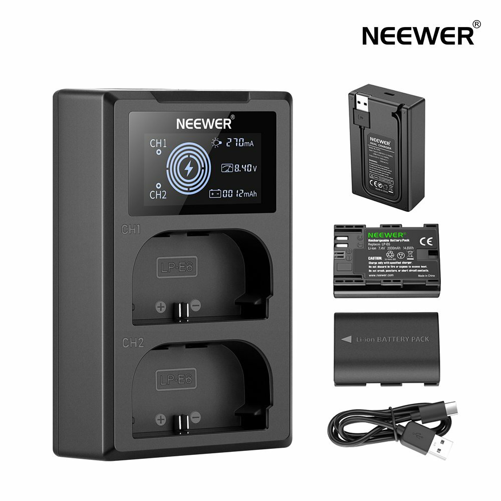 NEEWER LP-E6Хåƥ꡼Ŵ糧å LCDǥץ쥤USBŴ+22000mAhХåƥ꡼+USB-C֥ C...