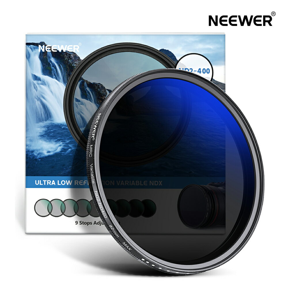 NEEWER MRC NDフィルター レンズフィルター　口径サイズ選択　プロフェッショナル 可変減光調整可能NDフィルター ND2-ND400 多層コーティング付き 防水/スクラッチ耐性/超薄型 カメラレンズ用