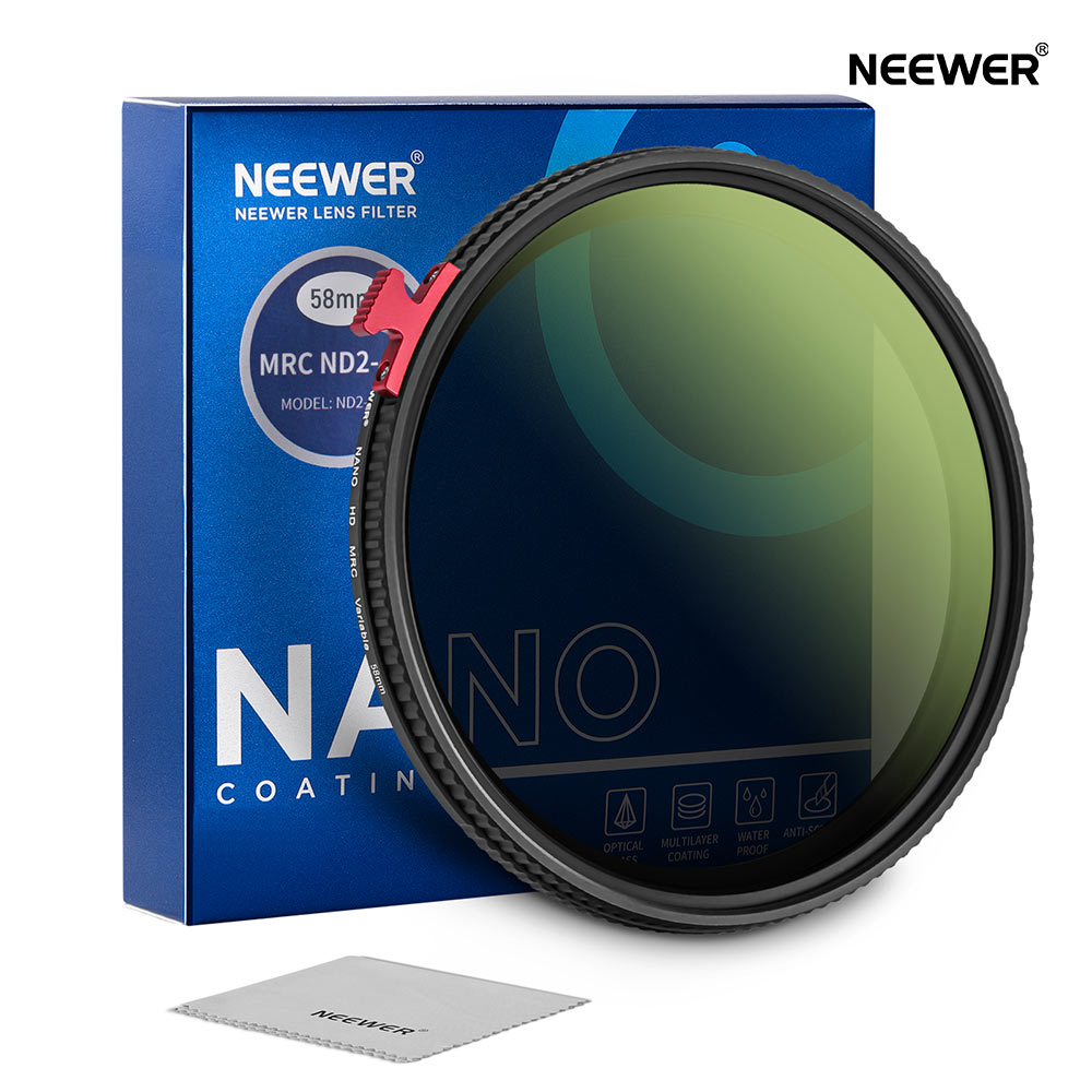 NEEWER 可変式NDフィルター ND2-ND400 調整ハンドル付き ニュートラル濃度調整可能なカメラレンズフィルター (0.3-2.7 1-9 段) 30 層ナノコーティング/HD 光学ガラス/撥水/キズ防止/超スリム