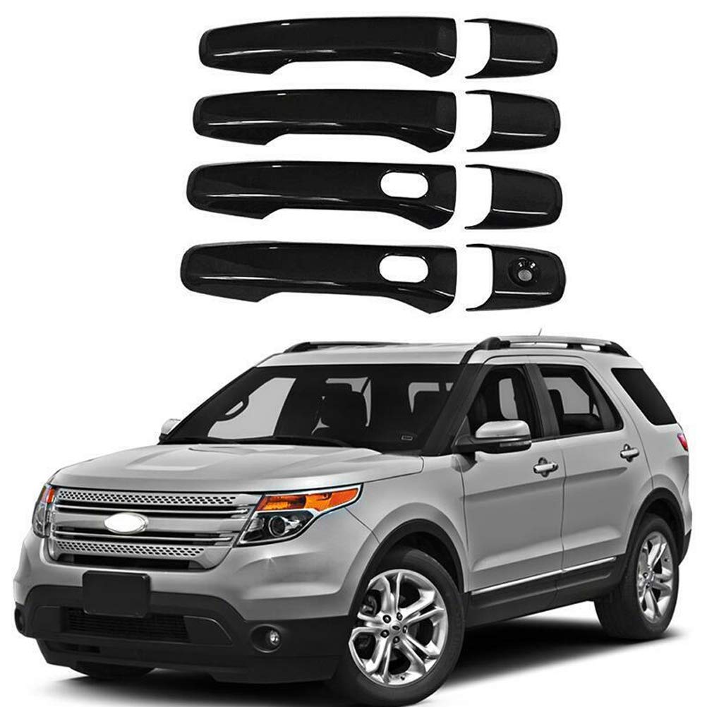 ドアハンドルカバー 2011-2018 フォード エクスプローラー Ford Explorer W/Smart Keyhole W/O PSK ドアハンドル ボウルカバー パネル ブラック トリム 内装 車内 黒 塗装済み インテリアガーニッシュ ドレスアップ 4個セット