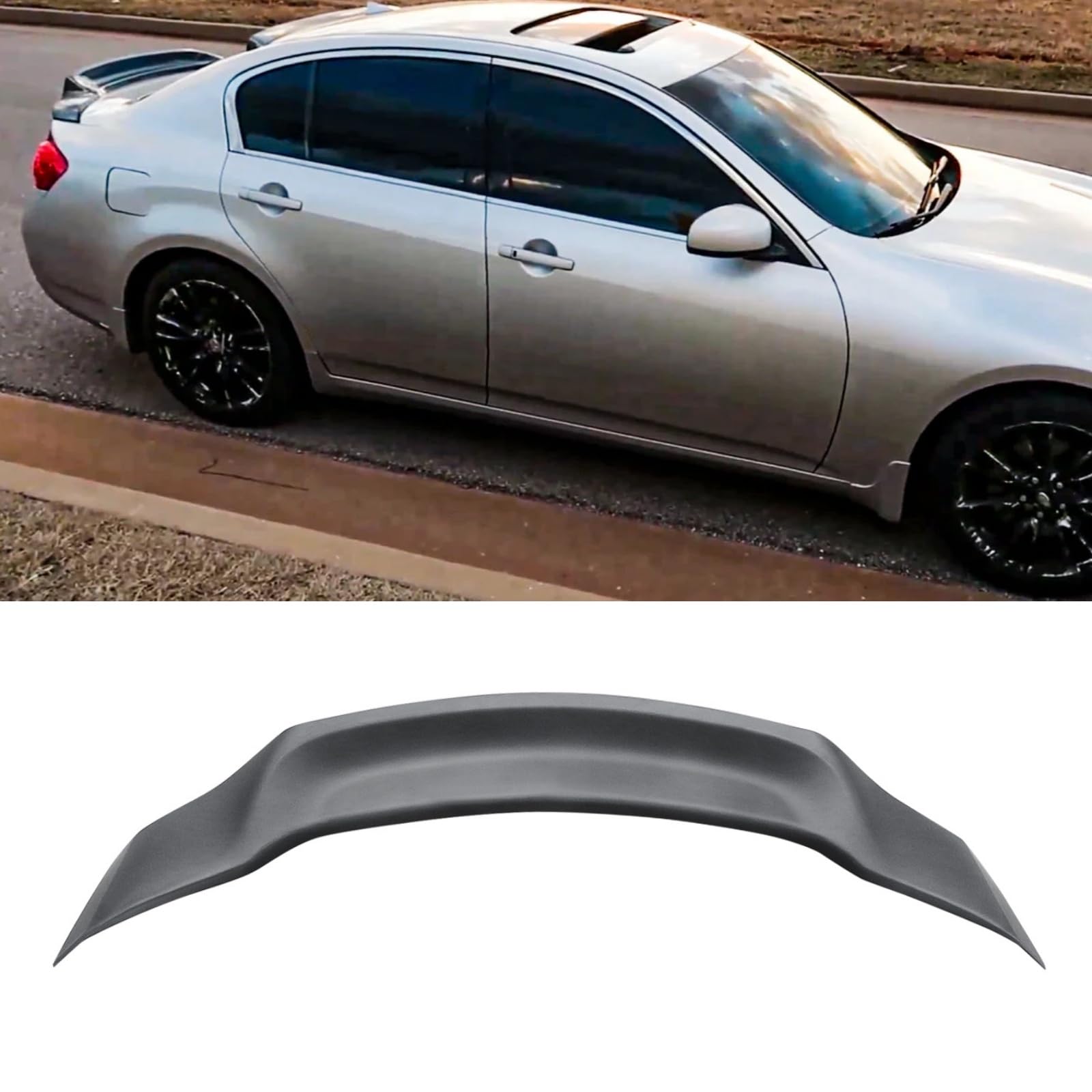 Rakuten - インフィニティ リアスポイラー 2007-2015 G37 G35 車種専用 R スタイル リアウイング トランクスポイラー リアアンダースポイラー 艶消し黒 ABS製 塗装済み エアロパーツ ガーニッシュ カーアクセサリー