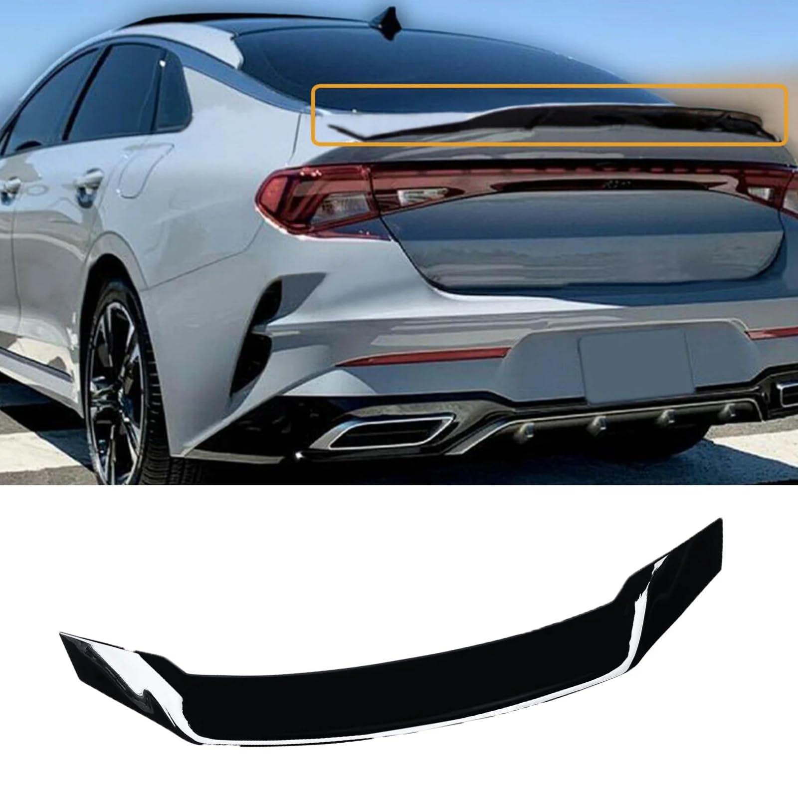 樂天商城 - KIA K5 リアスポイラー 2021-2024 K5 LX LXS GT EX KDM Rスタイル ダックビル リアウイング トランクスポイラー リアアンダースポイラー 艶あり黒 ABS製 塗装済み エアロパーツ ガーニッシュ カーアクセサリー