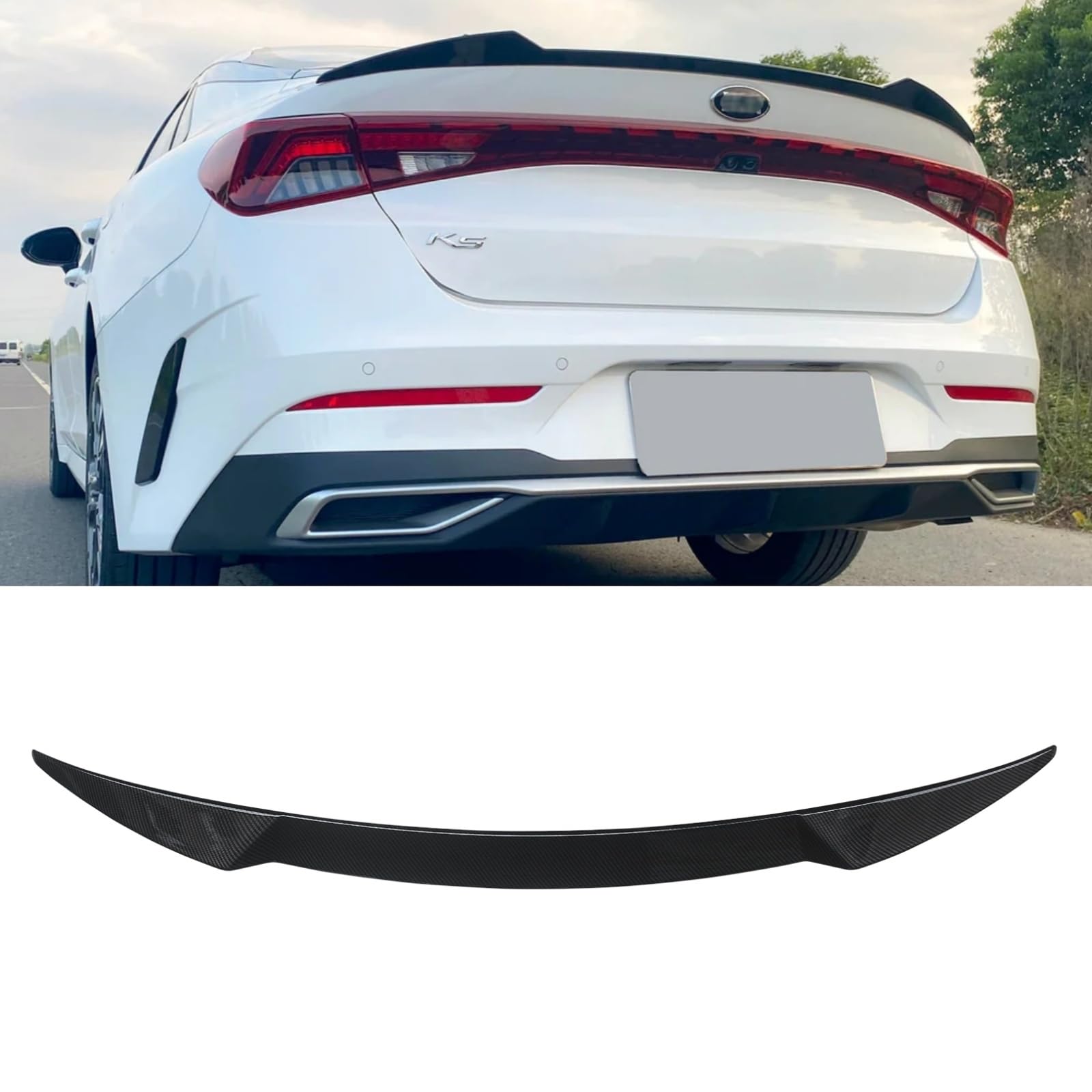 KIA K5 リアスポイラー 2021-2024 K5 車種専用 リアウイング トランクスポイラー リアアンダースポイラー カーボン調 ABS製 塗装済み エアロパーツ ガーニッシュ カーアクセサリー