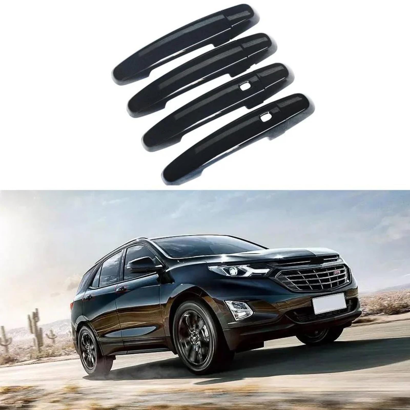 ドアハンドルカバー シボレー エクイノックス 2018-2024 Chevy Equinox GMC Terrain用 カバー 傷防止 耐久性 カスタム 外装パーツ 4個セット カーアクセサリー 簡単取り付け スマートホール2個付き