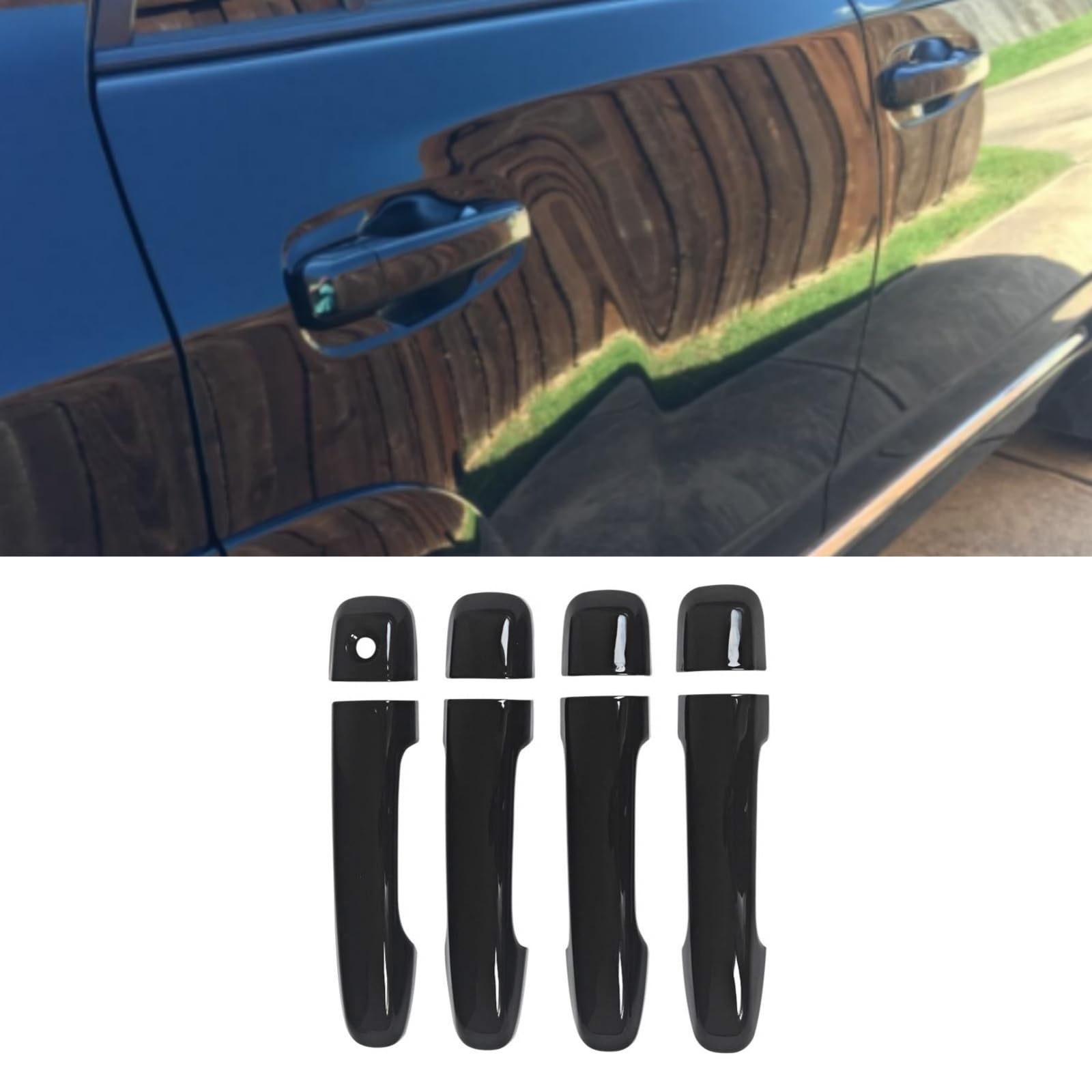 樂天商城 - ドアハンドルカバー トヨタ 4 Runner 2010-2024用 カバー 傷防止 耐久性 カスタム 外装パーツ グロスブラック 4個セット カーアクセサリー 簡単取り付け 助手席キーホールなし