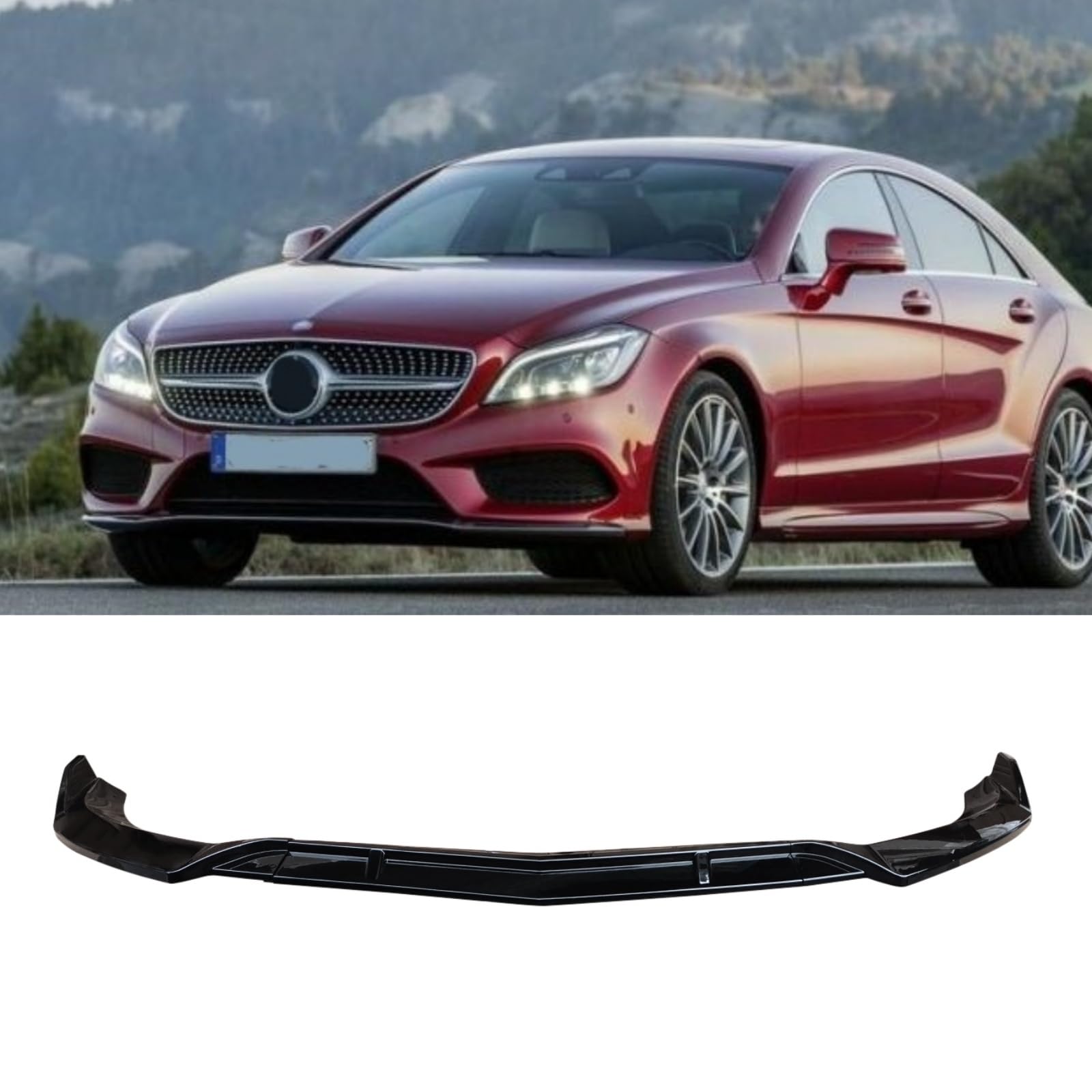 樂天商城 - フロントスポイラー 2015-2018 メルセデス ベンツ CLS W218 用 フロントスプリッター ABS塗装 フロントバンパー リップスポイラー フロントリップ 艶あり黒 エアロパーツ ガーニッシュ カーアクセサリー