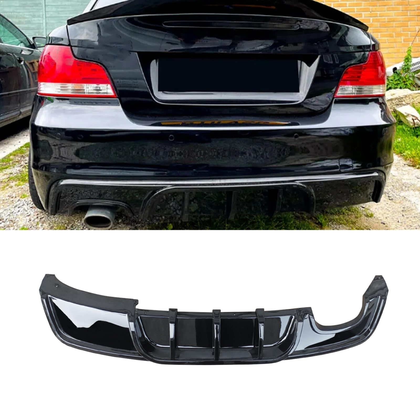 Rakuten - E82 リアディフューザー 2007-2013 BMW 1 シリーズ E82 M スポーツ 用 リアバンパー 艶あり黒 ABS製 改装パーツ ガーニッシュ カーアクセサリー エアロパーツ