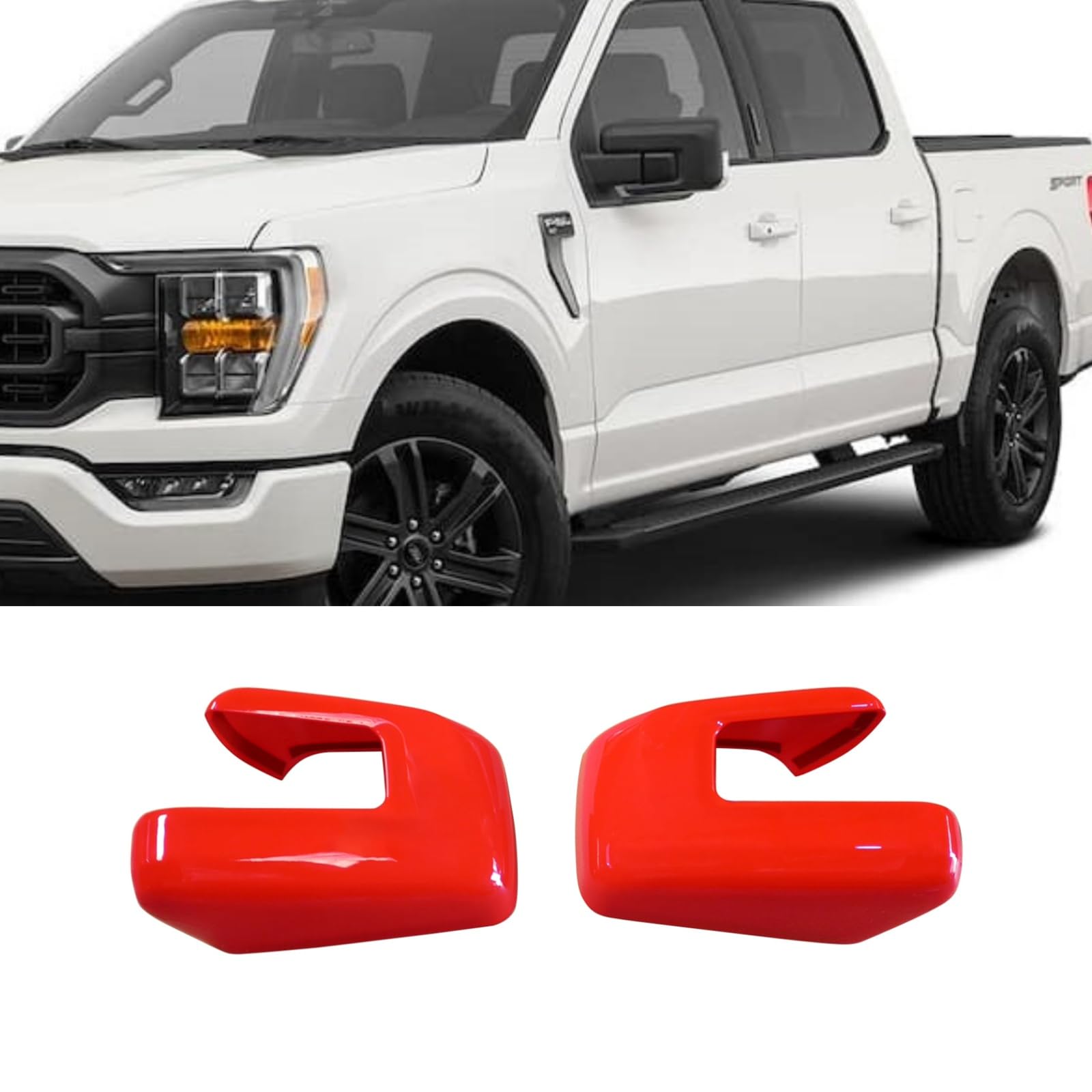 樂天商城 - ミラーカバー 2021-2023 フォード F150 専用 ドアミラーカバー サイドミラーカバー トリム ABS樹脂製 アクセサリー 保護カバー 外装パーツ 赤い 左右2枚（ターンシグナルライトなし）