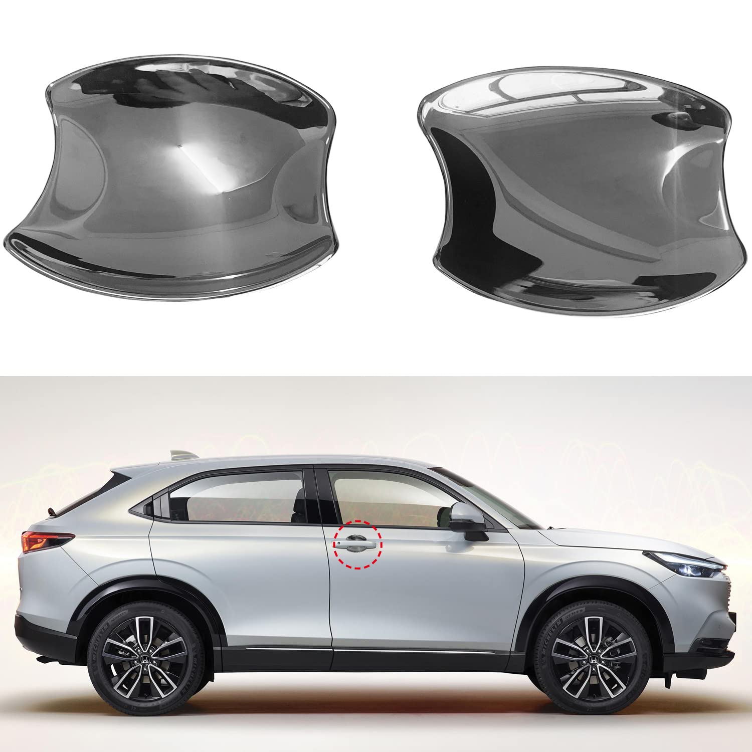 ホンダ 新型 ヴェゼル VEZEL RV系 RV3 RV4 RV5 RV6型 2021-現行に適合ドア アウター ハンドル ボウル パネル ドア装飾カバー ガーニッシュ メッキ アクセサリー ABS 2P