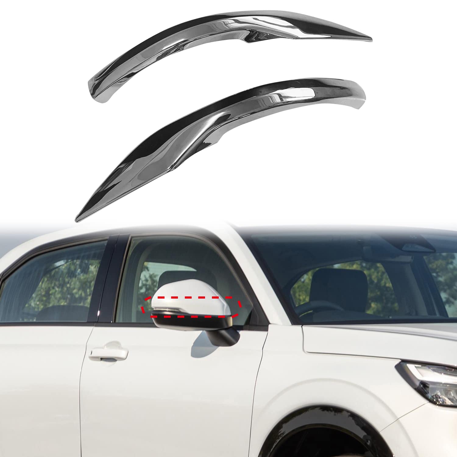 ホンダ 新型 ヴェゼル VEZEL RV系 RV3 RV4 RV5 RV6型 2021-現行に適合サイドミラーカバー バックミラーフレーム リアビューミラーライン メッキ 装飾ステッカー 外装カスタムパーツ ABS 2P