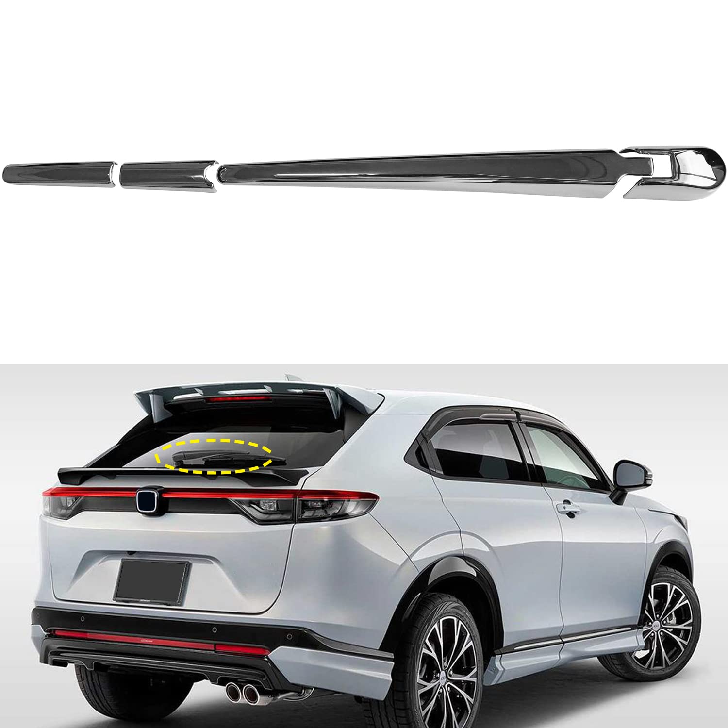 ホンダ 新型 ヴェゼル VEZEL RV系 RV3 RV4 RV5 RV6型 2021-現行に適合リア ウインドー ワイパー カバー ガーニッシュアクセサリー ドレスアップ 外装カスタムパーツ メッキ仕上げ 4点