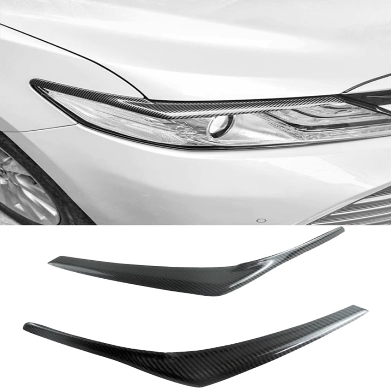 ヘッドライト アイライン ABS カーボン調 2枚 カバー リムトヨタカムリ TOYOTA CAMRY 10代目 70系 2017年7月-2023年に適合