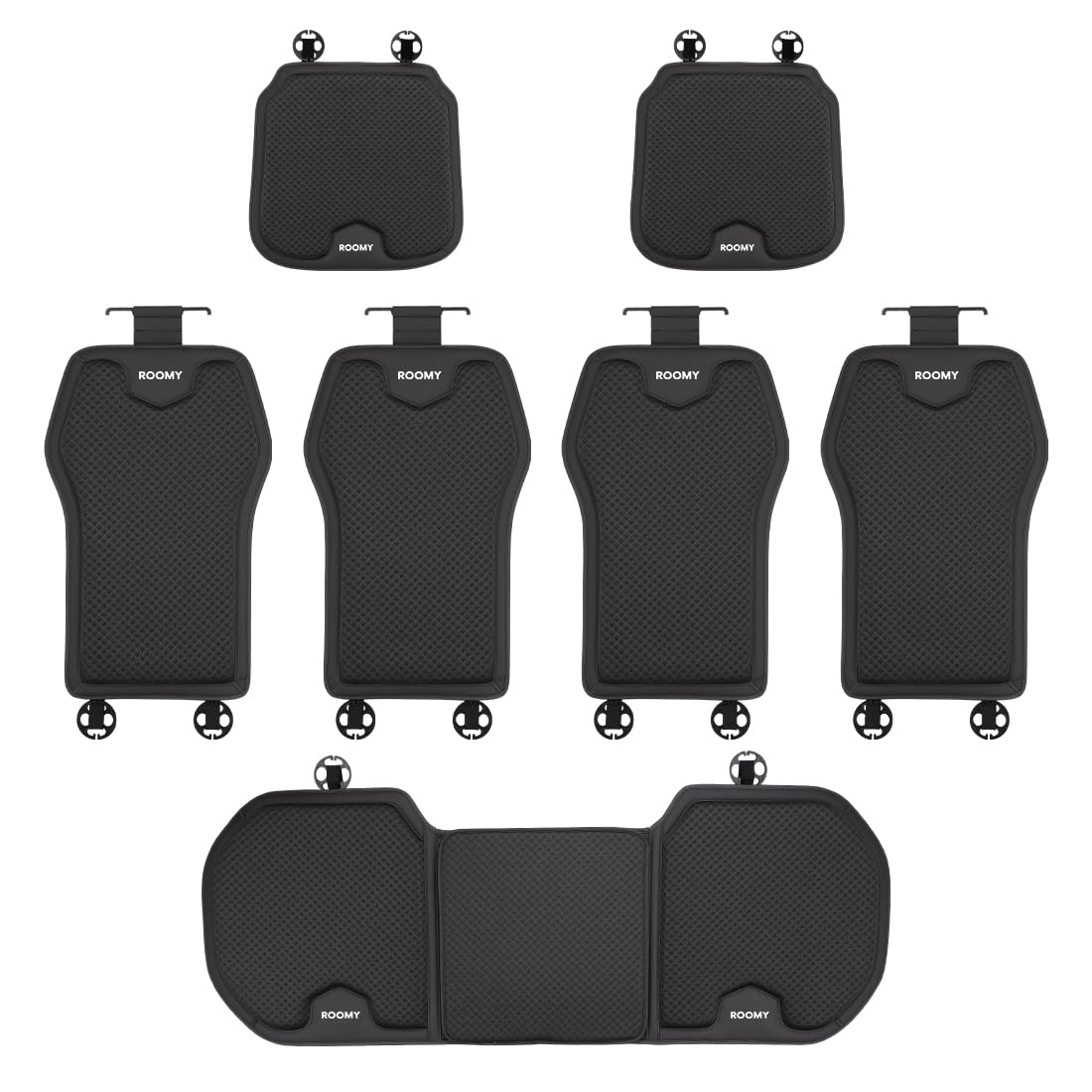 ルーミー 専用 カーシートカバー アイスシルク生地 厚型 カーシート クッション ルーミー ROOMY G X グレード 車用 シートカバーセット 車 座布団 お尻クッション 通気性 前座席用/後部座席用 汚れ防止 カー用品 内装パーツ (ブラック 7枚セット)
