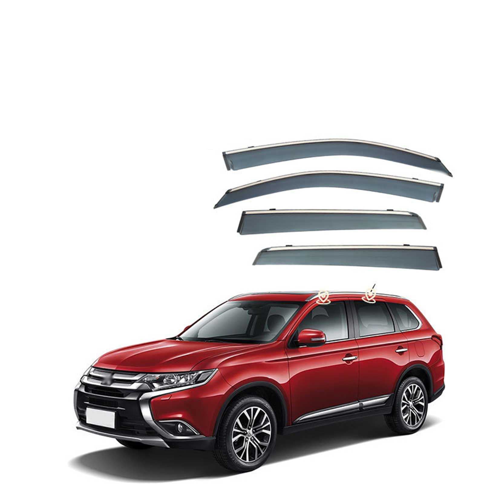 車用サイドバイザー 三菱 アウトランダー 2013-2021年10月 専用 ドアバイザー サイドバイザー 車種専用設計 カーレインシールド トリムカバー 雨除け 換気 ドアバイザー 半透明ブラック 社外品