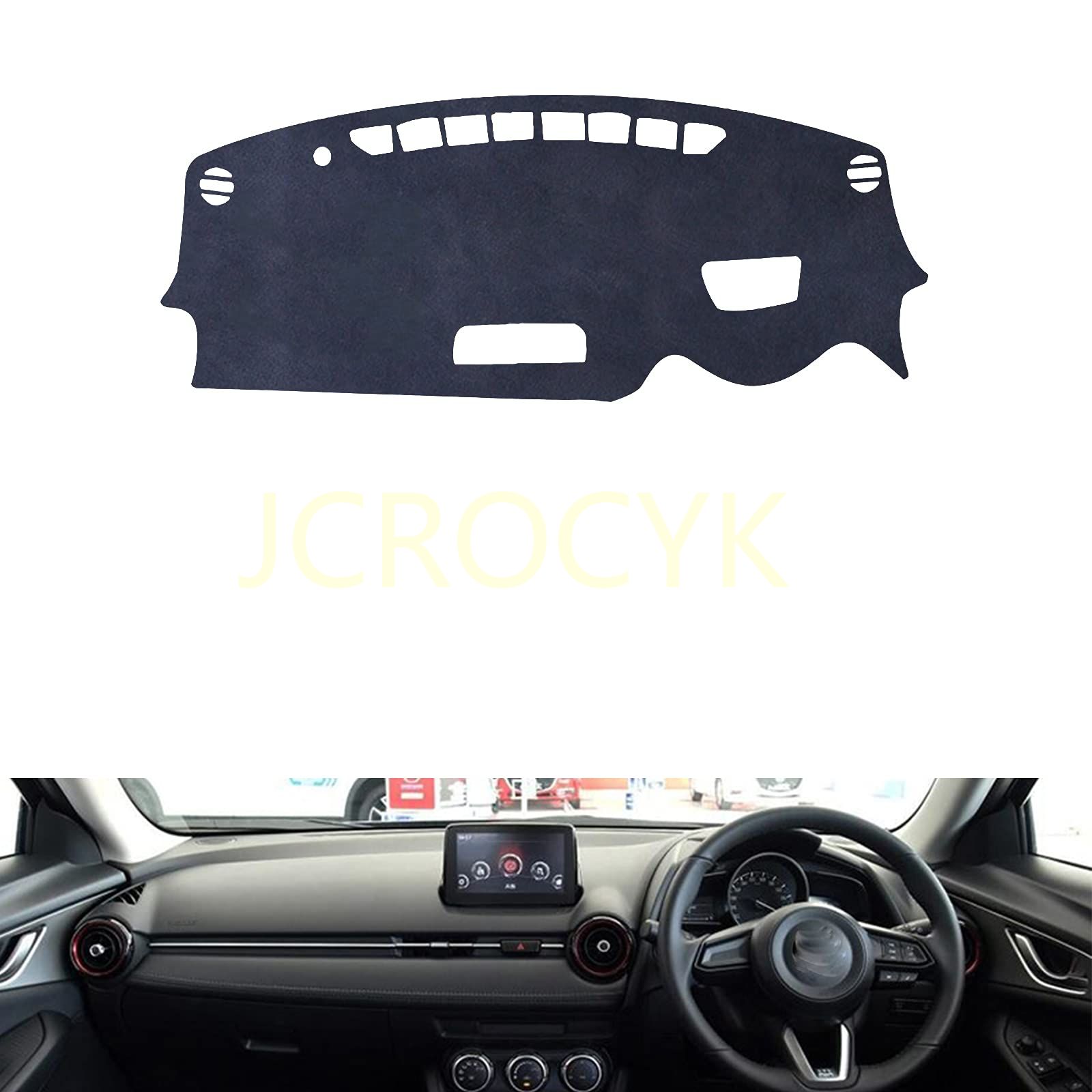 マツダ MAZDA2/MAZDA 2 DJ系(2019年9月~現行) CX-3 DK5系(2015年2月~現行)ダッシュボードマット に適合 車種専用設計 HUD付き車内のダッシュボード用の抗紫外線パッド 日焼け防止 保護マット内装パーツ【レザー素材】