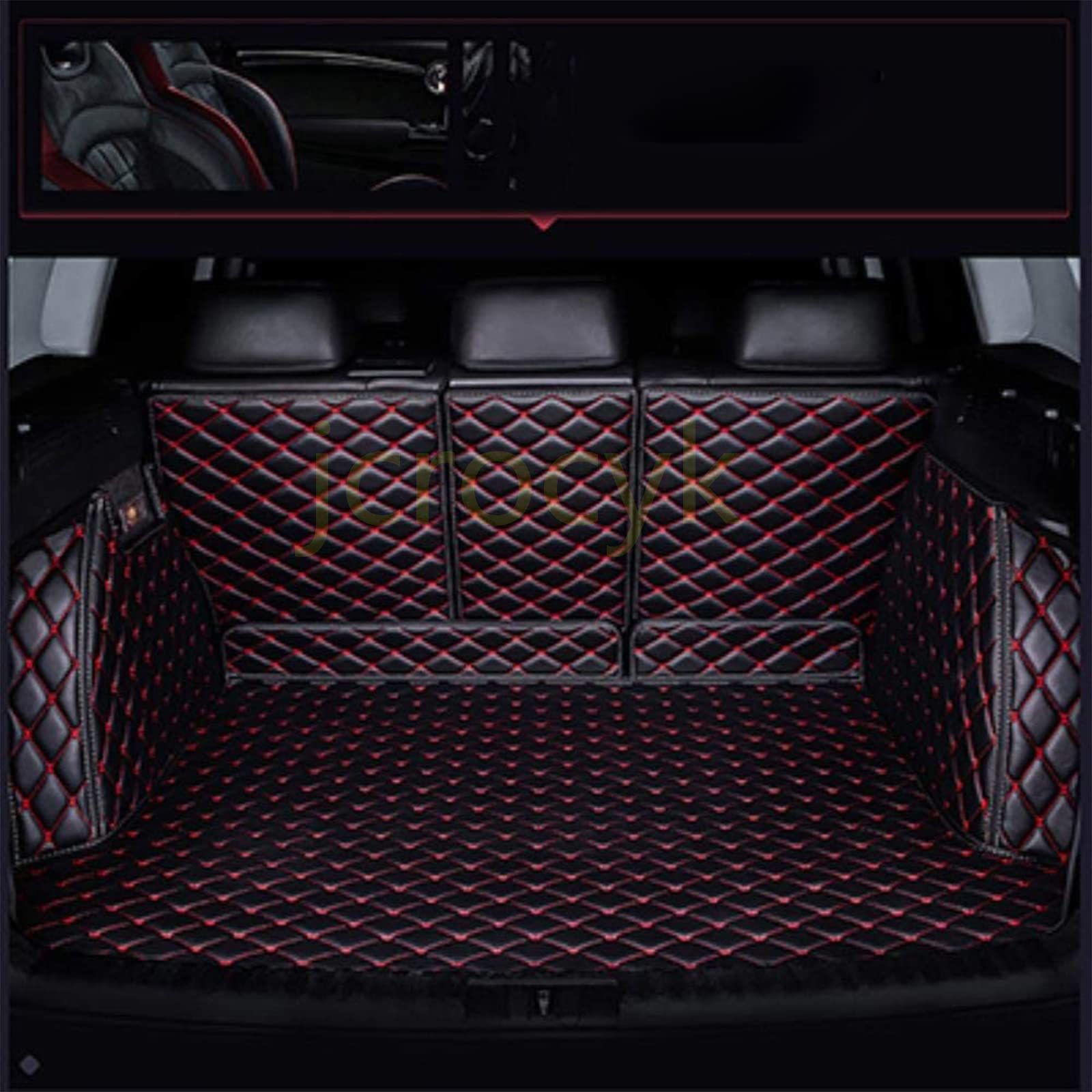 カスタム トランクマット トヨタプリウス(Prius)30系 ZVW30 2009年~2017年 XPE レザー ラゲッジマット カーゴマット フルセット防水車トランクマット すべての天気、 耐摩擦、 耐汚れ、 内装パーツカーアクセサリー (黒赤線)