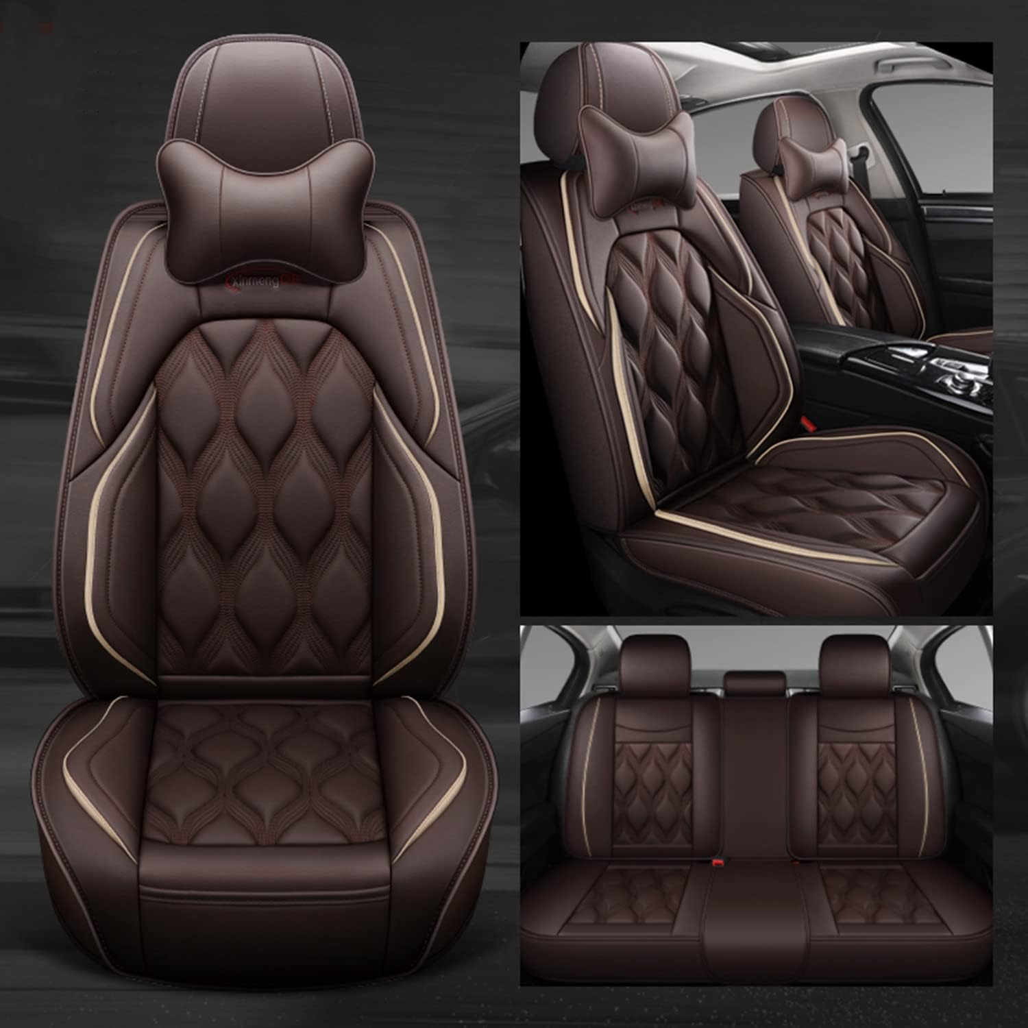 車用シートカバー に適し 日産 レゾナンス マーチ ピクソー パルサー キューブ サニー マキシマ パトロール ユニバーサル 5席分 SUV オフロード車 シートカバー 車 アクセサリー 防水 PU 革 車シートカバーインテリア アクセサリー 前席と後席