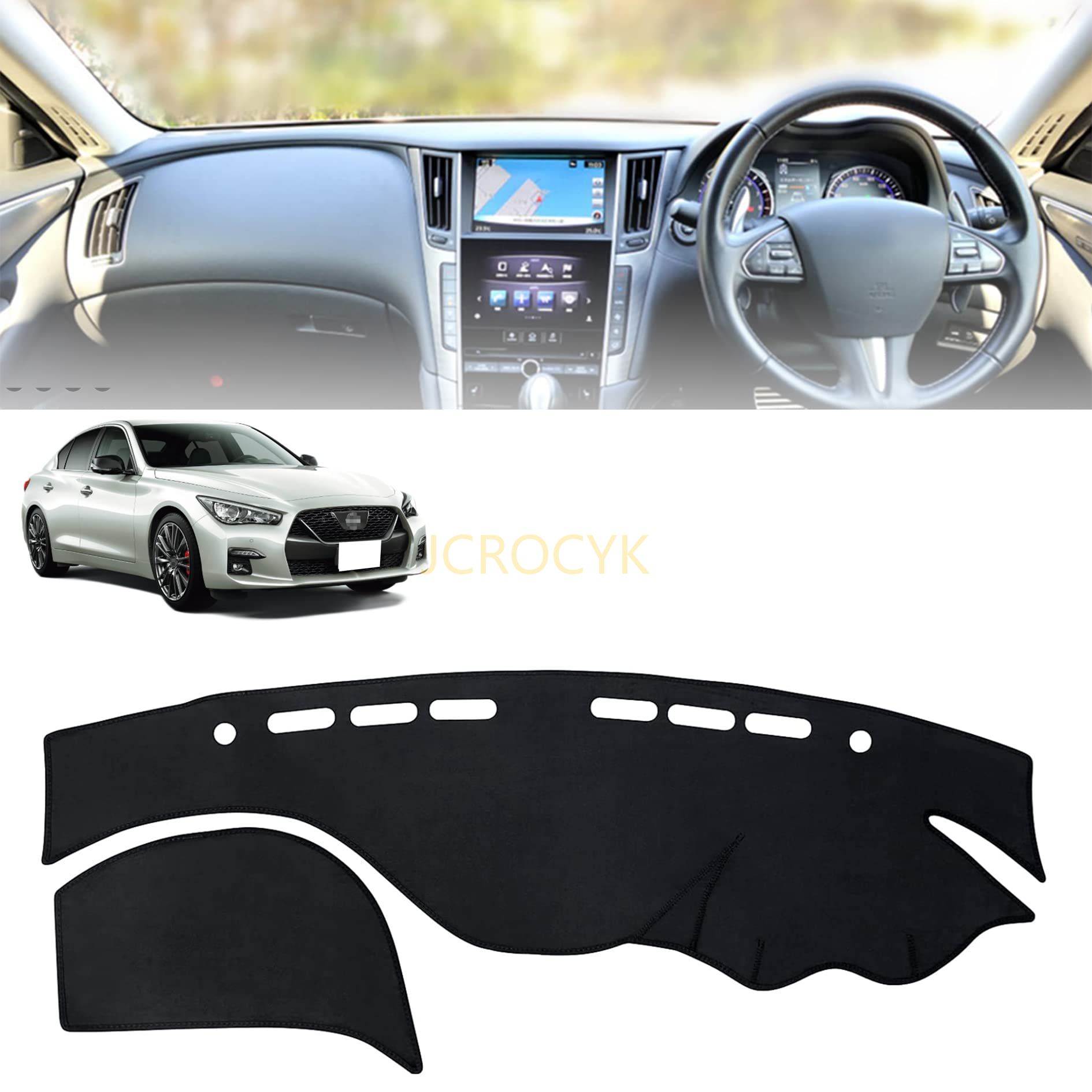 ダッシュボードマット 日産 スカイライン V37系 2014年2月~現行に対応 日焼け止め 車用ダッシュボードカバー 車内 内装 ダッシュボードライト サンシェード 映り込み防止 内装 パーツ インテリア 簡単取付【ポリエステル】