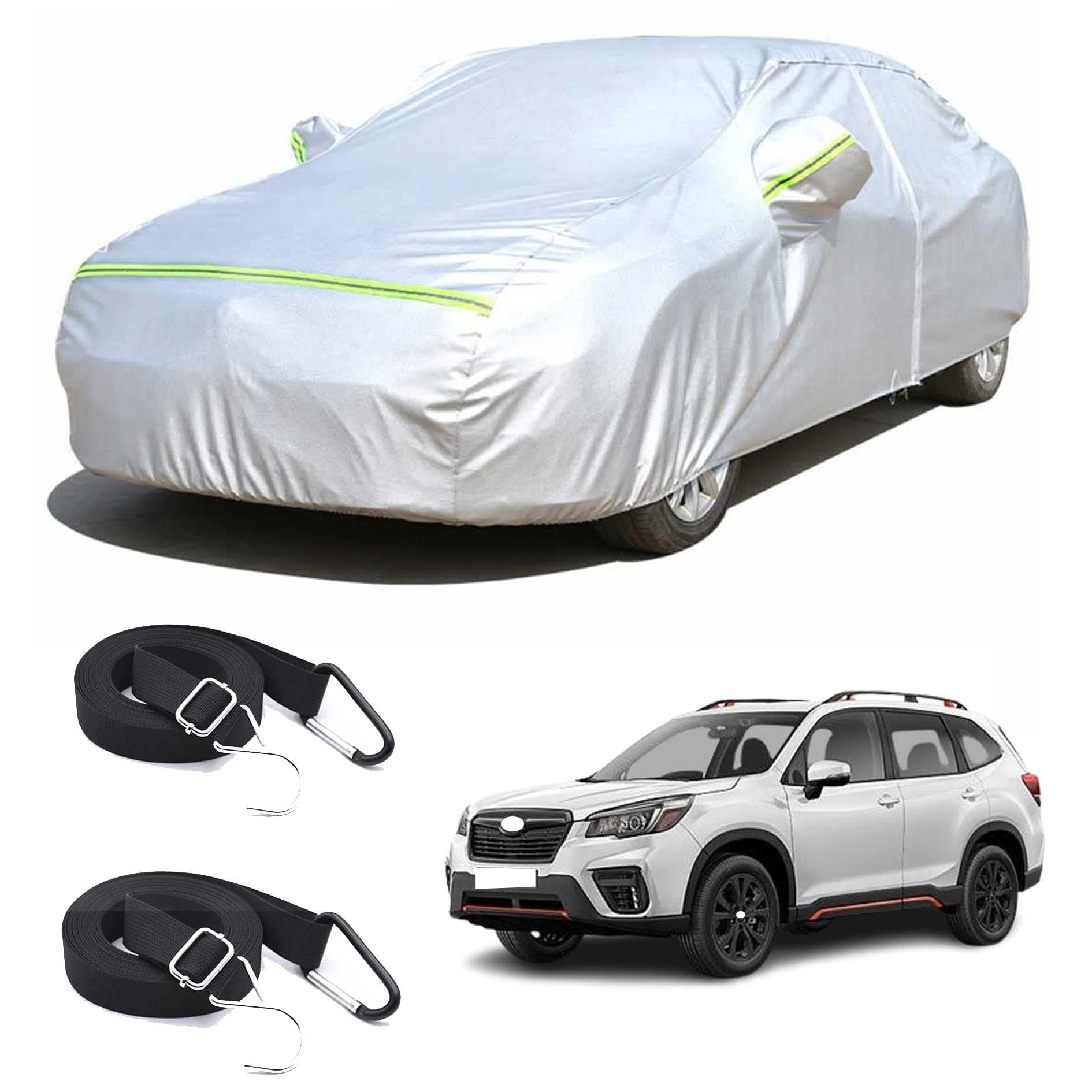 車カバーカーカバー スバルフォレスターSK5/SK9/SKE型 ボディーカバー 4層構造 全天候型保護カーカバー 防水防雪防塵防雪紫外線 自動車ボディーカバー 弾性防風ロープが付 右側開け 四季対応
