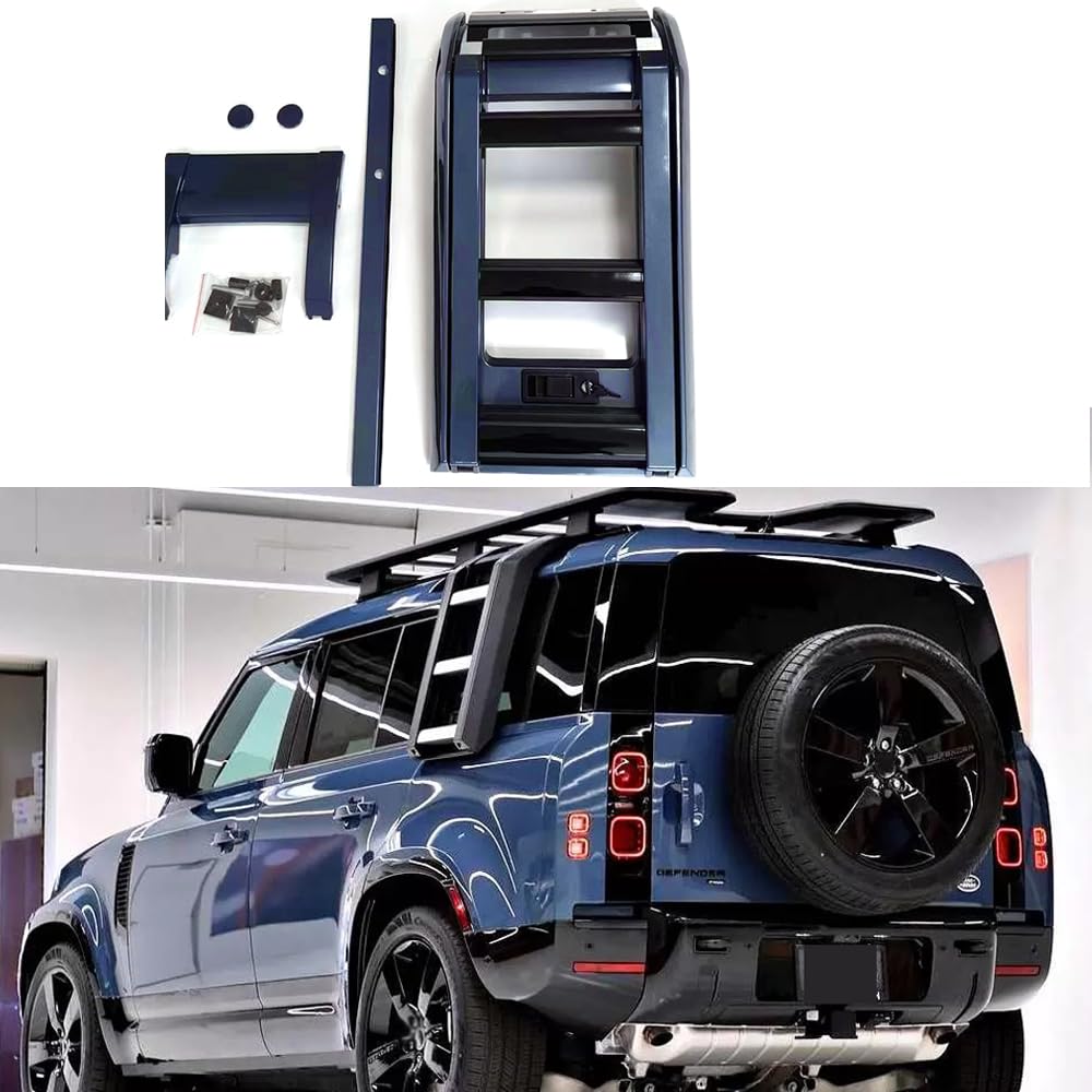 折りたたみ式 昇降式ラダー ルーフラック アクセス ランドローバー ディフェンダー 110 L851 2020-2025 に適合 タスマン ブルー