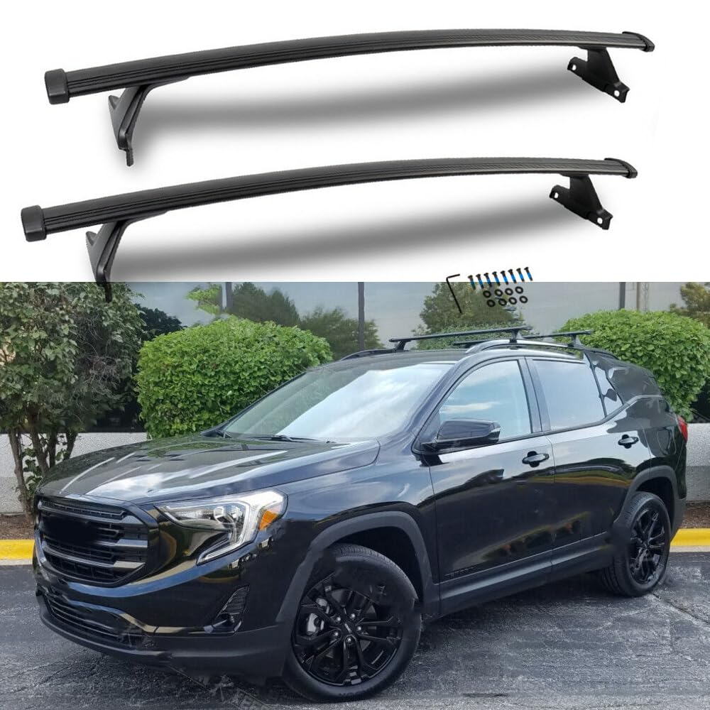 アルミクロスバークロスバー GMC Terrian 2018-2024 ラゲッジキャリア ルーフレールラック ロック可能 2個