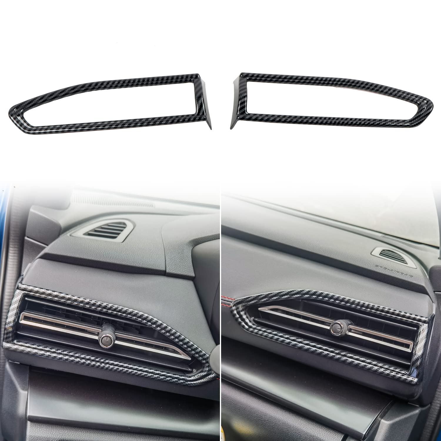 スバル 新型 WRX S4 VB系 R3.11〜 レヴォーグ VN系 R2.10〜に適用センター コントロールサイド左右 エアコンベントフレーム カバー吹き出し口ガーニッシュ 装飾ステッカーアクセサリー カーボン調 2枚
