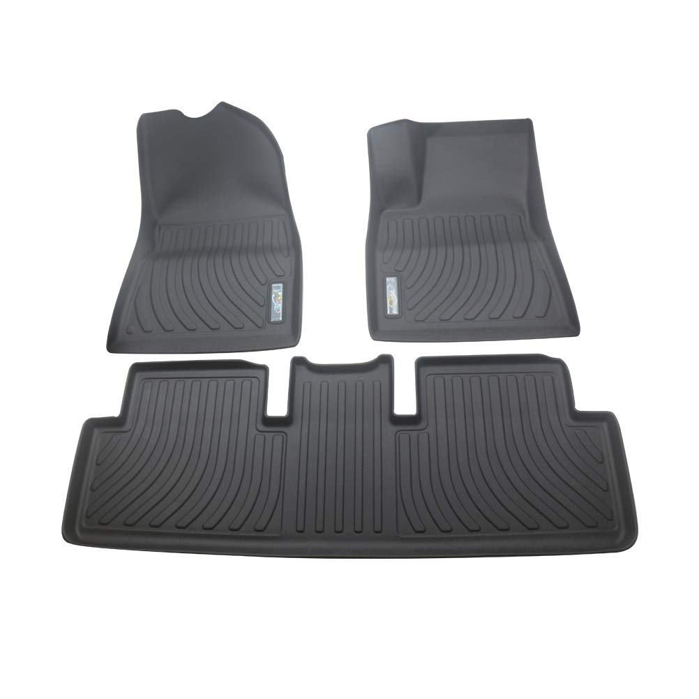 樂天商城 - カーマット テスラ モデル 3 2017-2019 車種専用 マット 車 フロアマット 滑り止めデザイン 防水 取り付けやすい 水洗 車用 内装 カーアクセサリー マットブラック 3枚組