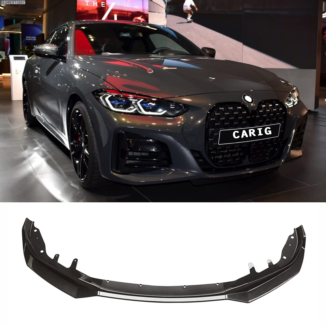 Rakuten - G22 フロントスポイラー 2021-2025 BMW 4シリーズ G22 G23 425i 430i 車用 フロントリップ フロントリップ エアロパーツ フロントバンパー リップスポイラー ガーニッシュ エアロパーツ ABS製 塗装済み カーボン調 カーアクセサリー