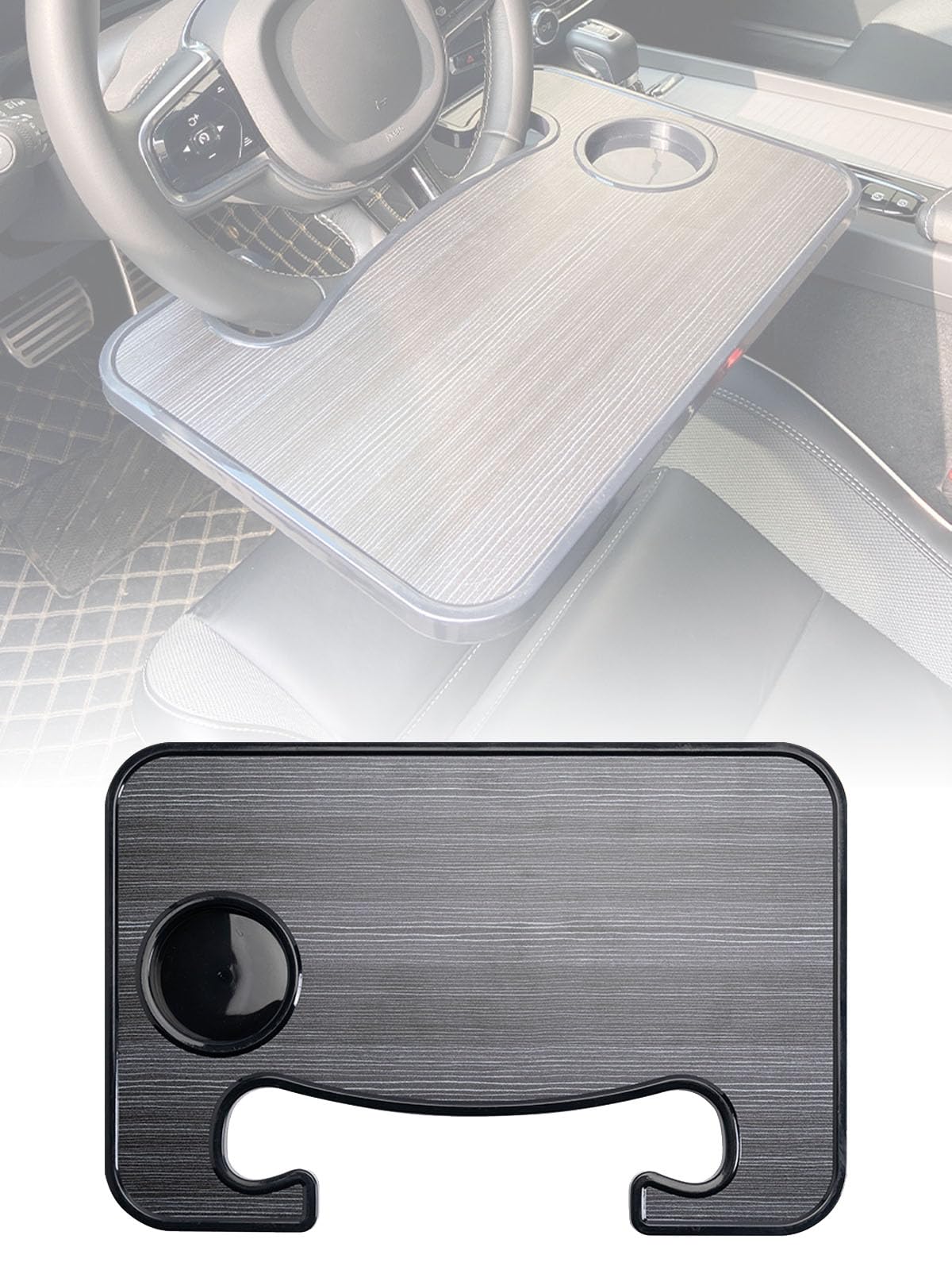 車用 ハンドルテーブル 車内車用トレイ スバル エクシーガ/プレオプラス/ソルテラ/サンバーバン/シフォン 運転席 ステアリングホイールトレイ 車載ハンドル テーブル 両面仕様 取付簡単 耐水性 軽量 ドリンク溝付 ノートPC作業 食事 車中泊に最適