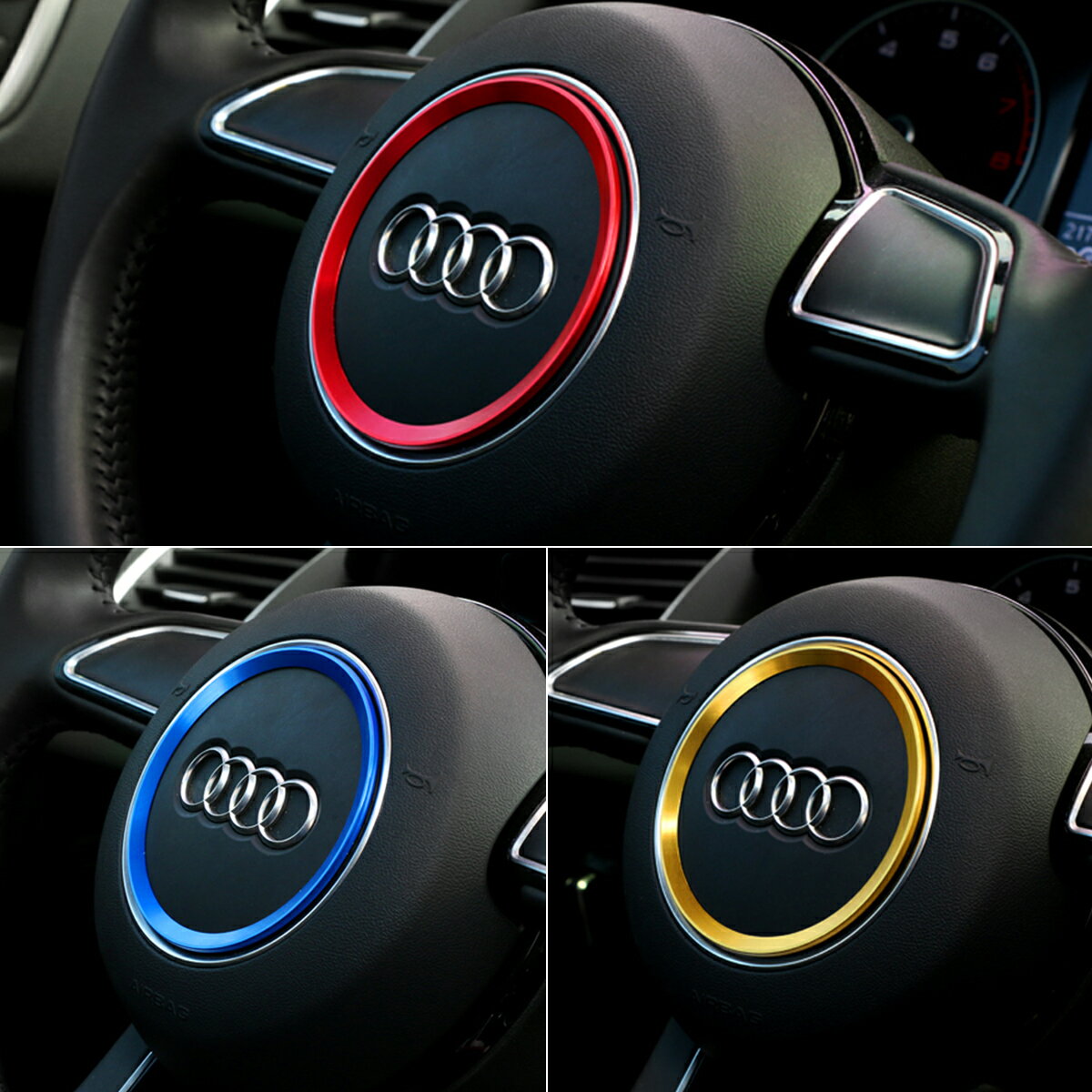 【楽天1位】アウディ Audi A1 A3 A4L A5 A6L A7 Q3 S3 S5 S7 ハンドル ロゴ 装飾リング Negesu(ネグエス) 【ランキング受賞】【送料無料】