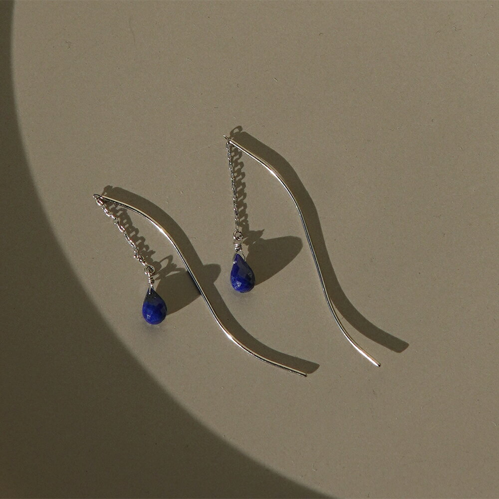 ピアス 金属アレルギー対応 セカンドピアス ファーストピアス レディース 誕生日 プレゼント ステンレス316L アメリカン ピアス あずき チェーン 天然石 誕生石 (12月) ラピスラズリー[両耳用]