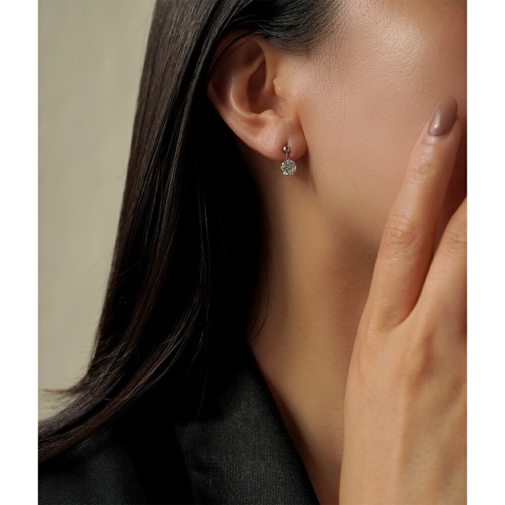 [両耳用] ピアス 金属アレルギー対応 ピアス セカンドピアス ファーストピアス メンズピアス キャッチ 揺れる 小ぶり 小さめ 小さい ステンレス 316L ピアス キュービック 6本爪 半丸 プラチナ ホワイトゴールド 色