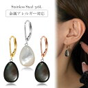 ピアス 金属アレルギー対応 セカンドピアス ファーストピアス レディース 誕生日 プレゼント ステンレス316L フック ジャーマンフック ピアス 天然石 蝶貝...