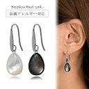 ピアス 金属アレルギー対応 セカンドピアス ファーストピアス レディース 誕生日 プレゼント ステンレス316L フック ウイングフック ピアス 天然石 蝶貝[...