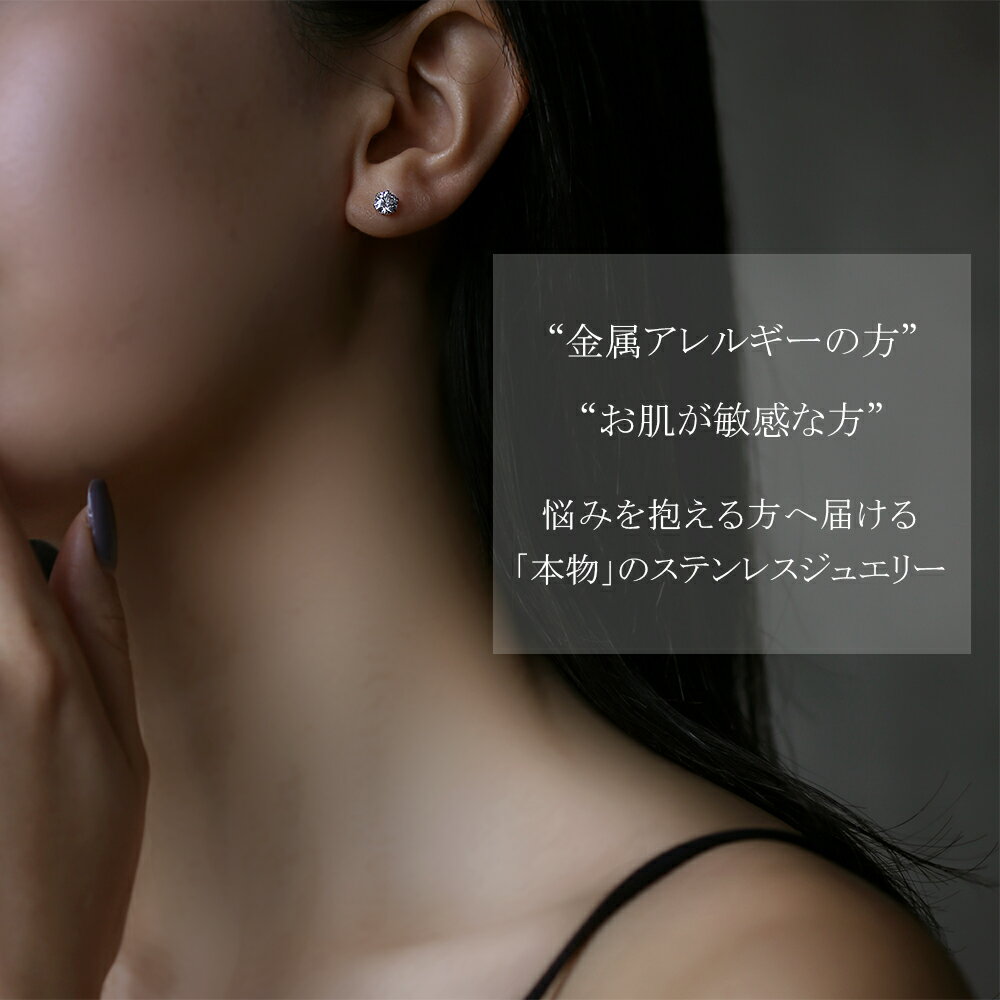 ピアス 金属アレルギー対応 ピアス セカンドピアス ファーストピアス メンズピアス キャッチ スタッド 小ぶり 小さめ 小さい ステンレス 316L ピアス 両耳用 スワロフスキー キュービック 6本爪 選べる プラチナ ホワイトゴールド ピンクゴールド ゴールド 金 K18 色