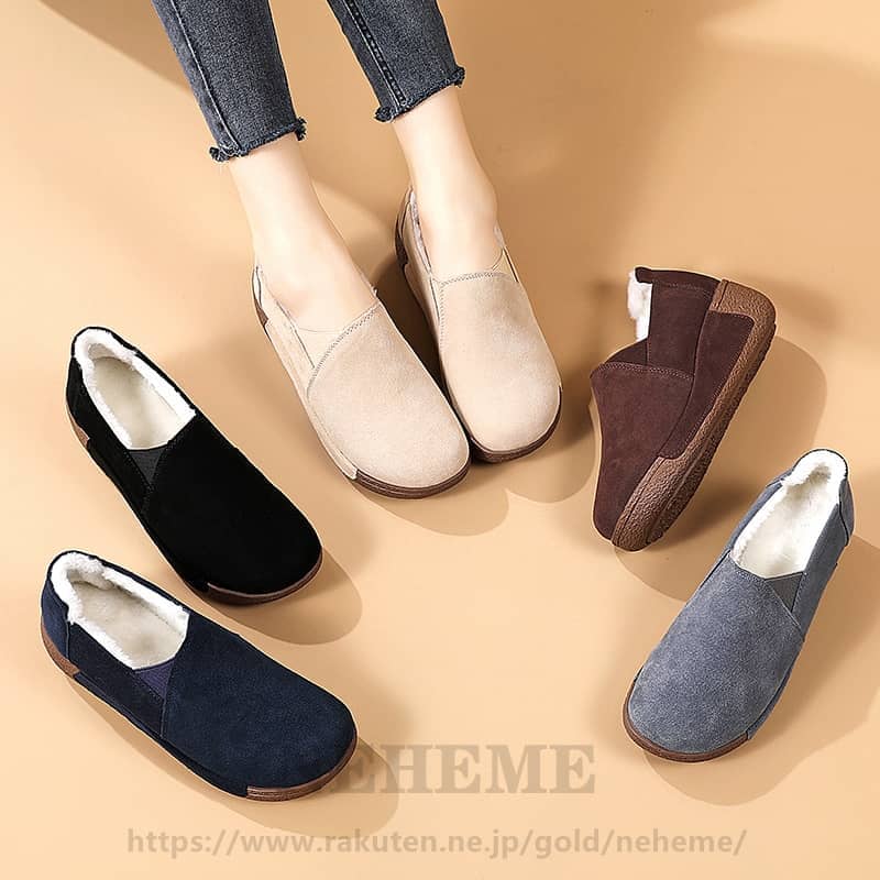 スリッポン 裏起毛 レディース 革靴 裏起毛 秋冬靴 女性 ボア 裏起毛 スリッポン 靴 女性 ボア もこもこ 暖かい レディース 厚底 秋冬靴 女性 通学靴 柔らかい 靴 防水 防寒 暖か 保暖 保温 綿靴 防滑