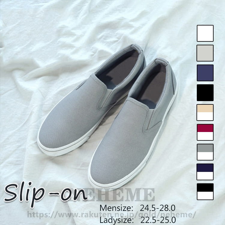 【スーパーSALE 50%OFF】スリッポン メンズ レディース スニーカー 黒 白 人気 ローカット 無地 軽量 サイドライン入り デッキシューズ ローファー...