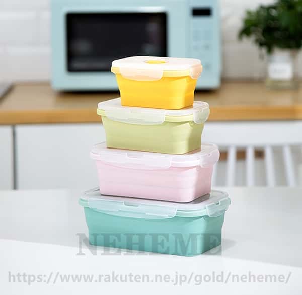 折りたたみ弁当箱 2点セット 耐熱 折りたたみケース 蓋付き ピクニック用 フルーツ、お菓子 収納用 キ..