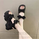 厚底サンダル ヒール9cm 美足サンダル ビーチサンダル 旅行 靴 レディース 大人 可愛い ウェッジソール 戸外用 ピクニック ミュール 痛くない 2色 スポ...