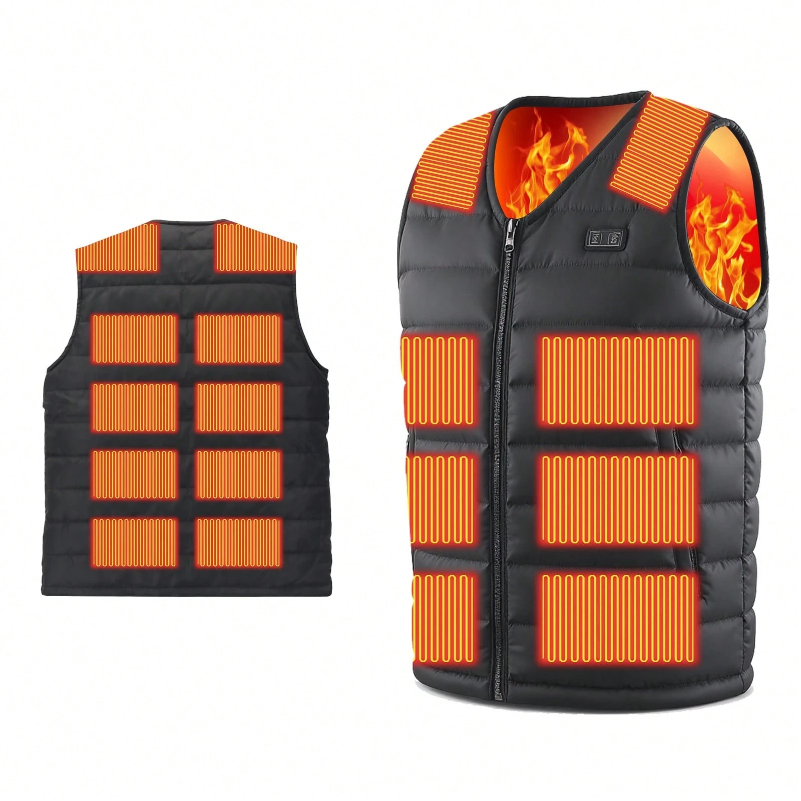 「USB加熱機能付き電熱ベスト、18箇所加熱で寒い季節に最適、作業用・アウトドア用に便利な防寒ベスト」