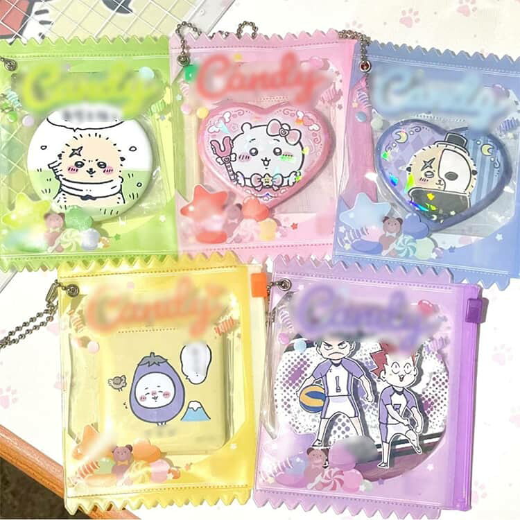 フード ボールチェーン付き スクイーズ バッグ レジン ガチャ詰め ミニチュア ガチャガチャ キャンディ 手芸用ポーチ 応援 キーホルダー ケース デコ バッグ 子供 デコ パーツ 推し活 ハンドメイド 20個セット クリア neighbor111-10011301 neighbor サンプル画像3